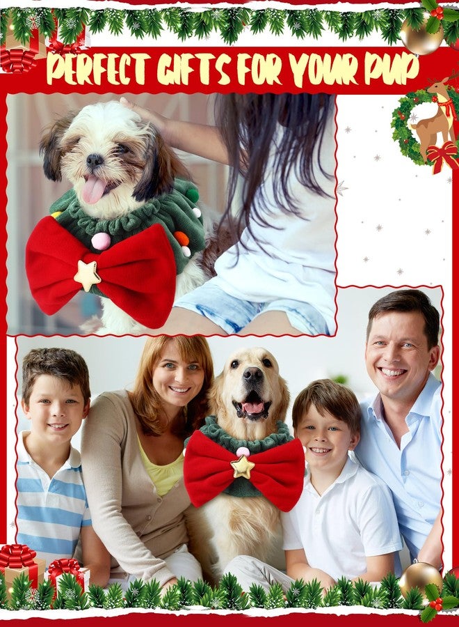 طوق إكليل عيد الميلاد للكلاب من SilTriangle، منديل عيد الميلاد للكلاب من فصيلة البلدغ الفرنسي واللابرادور، أزياء تنكرية للحيوانات الأليفة، إكسسوارات ملابس عيد الميلاد مرنة للحيوانات الأليفة، مناسبة للكلاب والقطط متوسطة وكبيرة الحجم، طوق مزين بفيونكة حمراء - Image 4